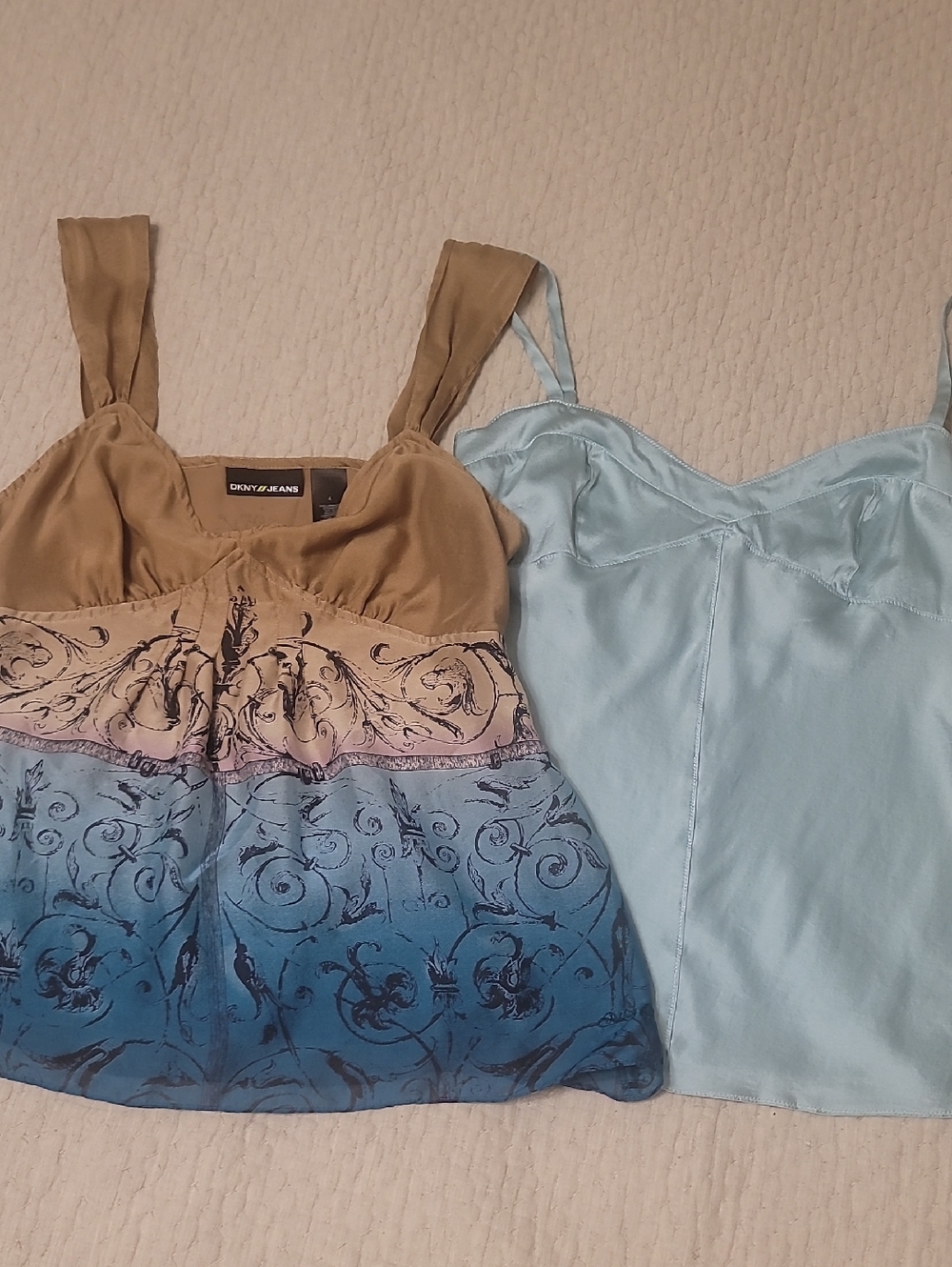 Dkny Brown to Blue Ombre Camisole with Scroll Motif